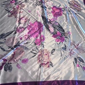 Floral Silk Scarf in Pink and Cream